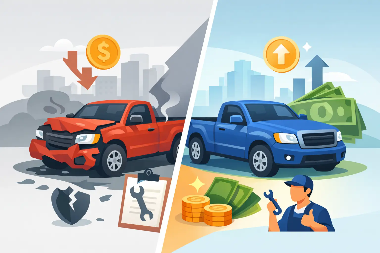 Sell Damaged Truck or Repair? What Pays